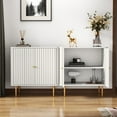 thumbnail image 6 of HLR White Accent Cabinet with Fluted Textured, Modern Sideboard Buffet Cabinet with 2-Doors, 6 of 7
