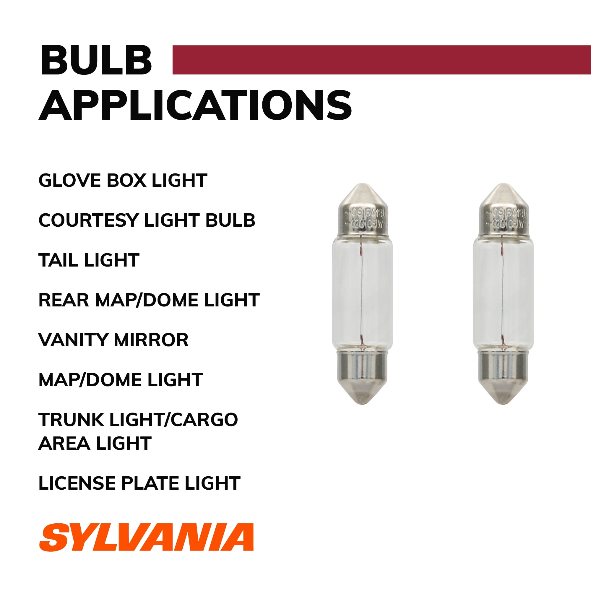 2-PK SYLVANIA 6418 C5W Basic Automotive Light Bulb – BulbAmerica