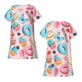 thumbnail image 3 of Bixox Cupcakes and Donuts Pattern Women's Nightgown, Soft & Breathable Sleepwear, Round Neck Knee-Length Pajama Dress,Loungewear for Home & Sleep, 3 of 7