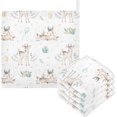 Tangkunup Christmas Deer Pattern Baby Washcloths 12 X 12 Inch, Muslin