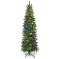 thumbnail image 1 of Patiojoy 6 ft Full Artificial Christmas Tree Pre-lit Christmas Tree w/Warm White & Multi-color LED Lights Foldable Metal Stand, 1 of 10
