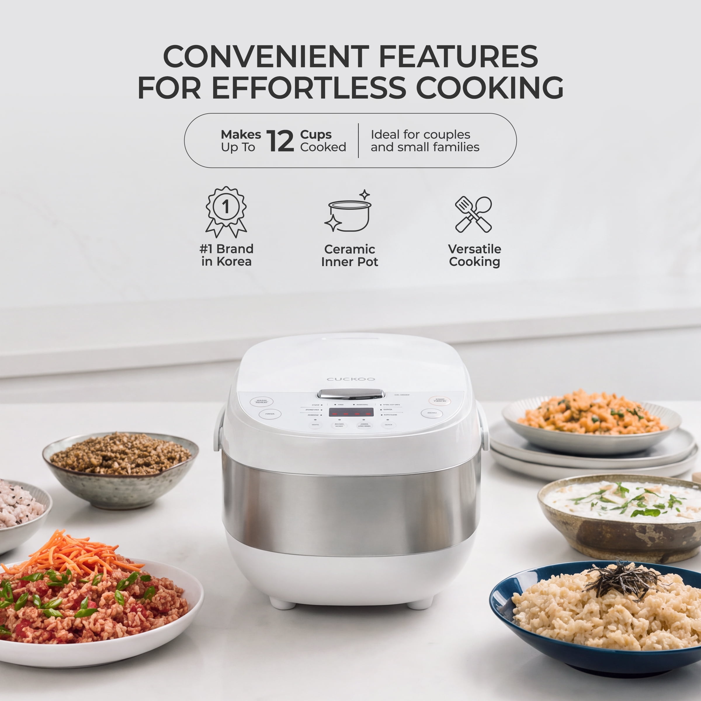 CUCKOO 12-Cup Cooked (6-Cup Uncooked) Micom Rice Cooker & Warmer, Ceramic Coated Inner Pot, Smart Fuzzy Logic, CR-0605F