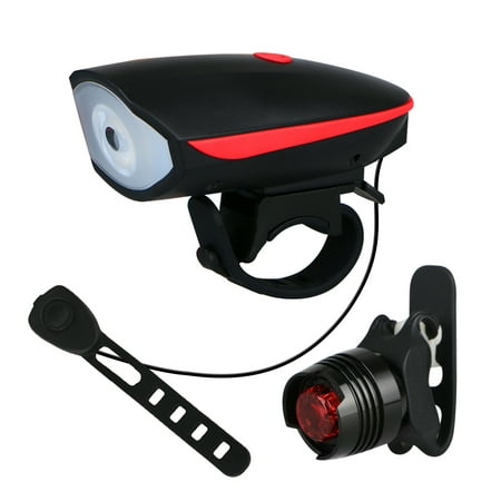 TSV Super Bright Bicycle Light Set - USB Rechargeable Bike Headlight Front Lamp and LED Red Taillight for Cycling