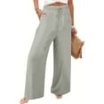 thumbnail image 4 of BVOFAR Women's Side Hollow Cotton Linen Summer Pants Elastic Waist Drawstring Lightweight Trousers Solid Color Lounge Pants with Pockets 2025, 4 of 9