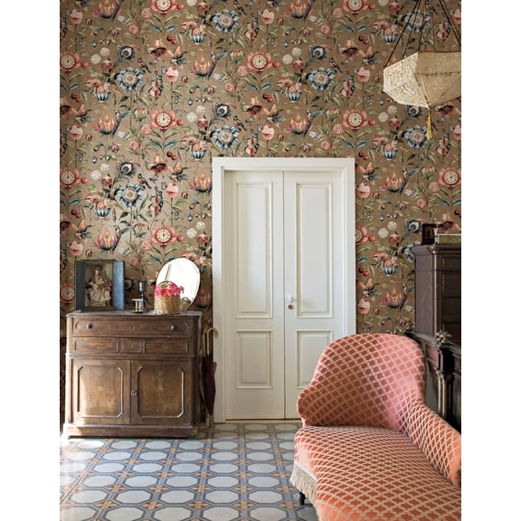 Gold Enchanted Wonderland Print Non Woven Non-Pasted Textured Wallpaper 57 Sq. Ft.