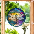 thumbnail image 3 of JikouIivo Stained Glass Window Hangings,Outdoor Wall Art Dragonfly Glass Hanging Wall Decoration Color Mosaic Decoration with Hook,for Window Door Garden, 3 of 5