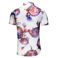 thumbnail image 3 of Summer Men Shirt, Mens Short Sleeve Shirt Flower Print Shirts Casual Button Down Retro Beach Dress Party Tops, 3 of 5