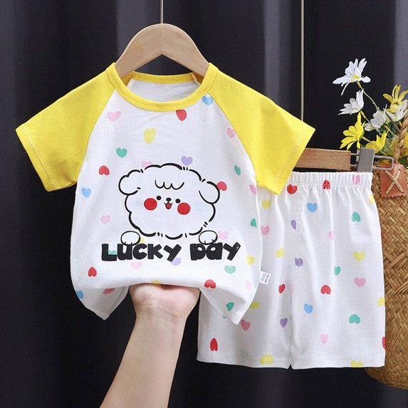 UAYOTSE Toddler Baby Boy Summer Outfit Adorable Cartoon T-Shirts Top Shorts Set Infant Boy Summer Clothes 6 12 18 Months 2T 3T,Sizes 5-6 Years