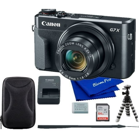 Canon PowerShot G7 X Mark II 20.1MP 4.2X Optical Zoom Digital Camera with Wi-Fi & NFC, LCD Screen, and 1-inch Sensor - Bundle Includes 64GB Memory Card, Case, Tripod, Cleaning and More (Black)