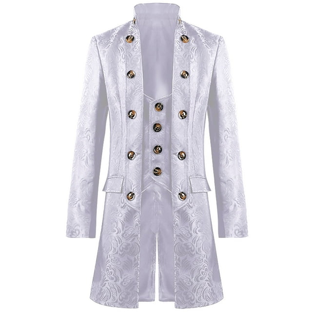 COM1950s Jackets for Men, Suits for Men, Men's Solid Color Court Style Hot Stamping Dress Stage Performance Dress Button Up Stand Up Collar Suit Jacket, Jacket for Men, Men's Jackets Casual