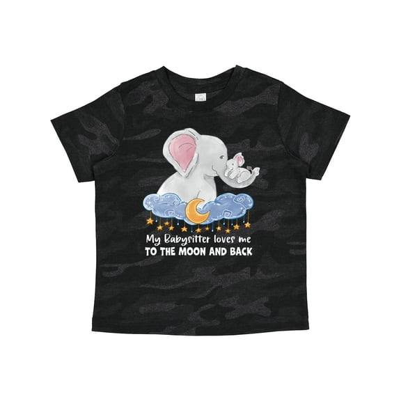Inktastic My Babysitter Loves Me to the Moon and Back Elephant Family Boys or Girls Toddler T-Shirt