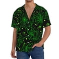 thumbnail image 2 of Picia Green Bright Web with Spiders Men's Linen Shirts Short Sleeve Cuban Beach Shirts Casual Shirts Button Down Shirt for Men Beach Summer Wedding Shirt-X-Large, 2 of 7