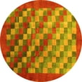 thumbnail image 1 of Ahgly Company Machine Washable Indoor Round Checkered Yellow Modern Area Rugs, 6' Round, 1 of 4