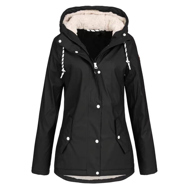 ebay AliExpress Amazon Solid Color Mid-length Hooded Mountaineering Suit Plus Velvet Jacket Large Size Outdoor Charge Trench Coat LS