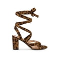 thumbnail image 3 of BLISSFUL STEP Women's Open Toe Crisscross Lace Up Block Heel Sandals Leopard 7, 3 of 7
