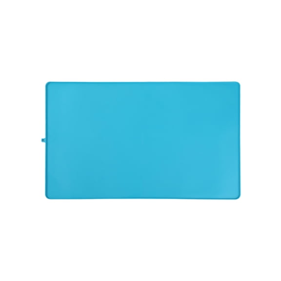 Dog Food Mat Anti-Slip Bowl Mats for Food and Water, Waterproof Silicone Pet Placemat with High Raised Edges, Non-Slip Puppy Feeding Tray for Small, Medium Large Cats Dogs, Blue, 15.7"x9.5"