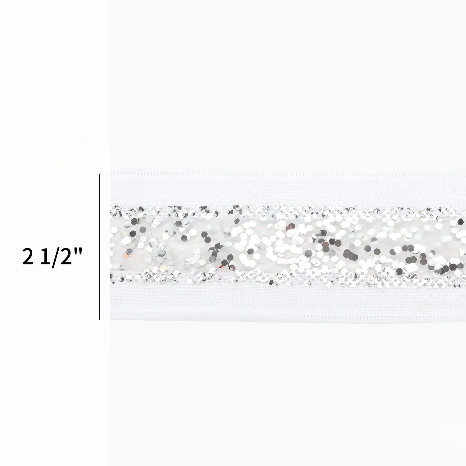 LaRibbons 2 1/2" Wired Ribbon | Metallic Striped White/Silver | 10 Yard Roll