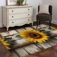 thumbnail image 4 of Summer Sunflower Area&nbsp;Rug 2.7x5ft Vintage Flowers Watercolor Wood Grain Non-Slip&nbsp;Washable Square&nbsp;Rugs Soft Felt Indoor Floor Mat for Bedroom Kitchen Living Room Bathroom, 4 of 9