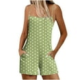 thumbnail image 3 of QATAINLAV My Orders Placed By Me! Rompers for Women Fashion Polka Dots Print Short Jumpsuits Summer Sleeveless Spaghetti Strap One Piece Shorts with Pockets Lounge Outfits Green M, 3 of 6