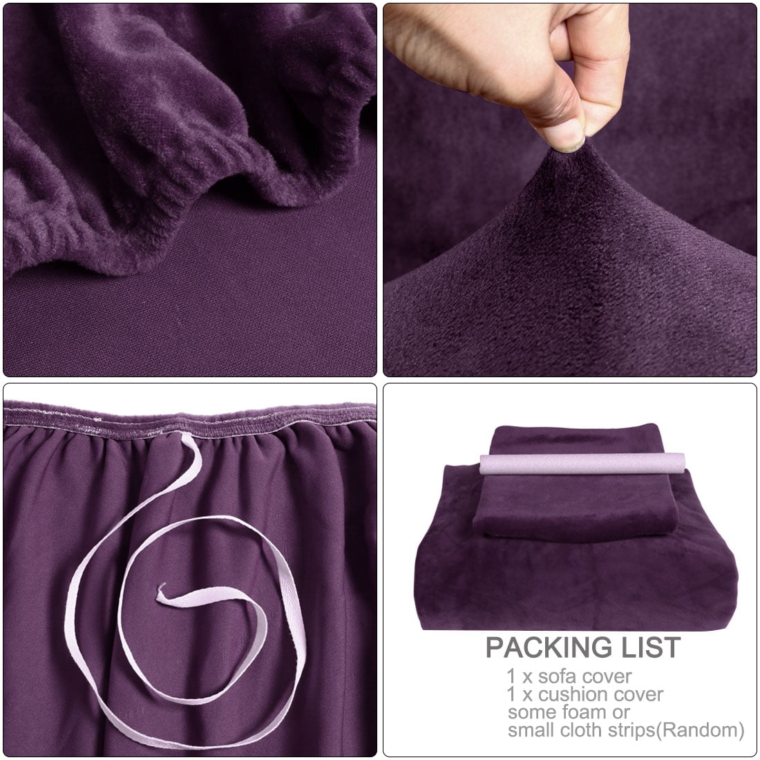 Unique Bargains 1-Piece Solid Transitional Stretch Slipcover Purple XL Sofa