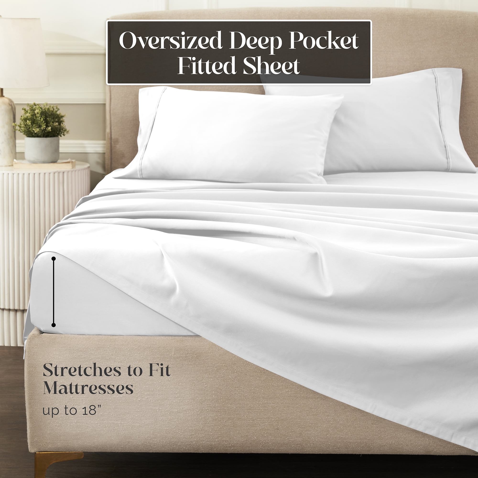 Superior Egyptian Cotton Eco-Friendly 1200 TC Sheet Set, Queen, White