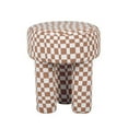 thumbnail image 3 of Claire Brown Checkered Boucle Stool, 3 of 4
