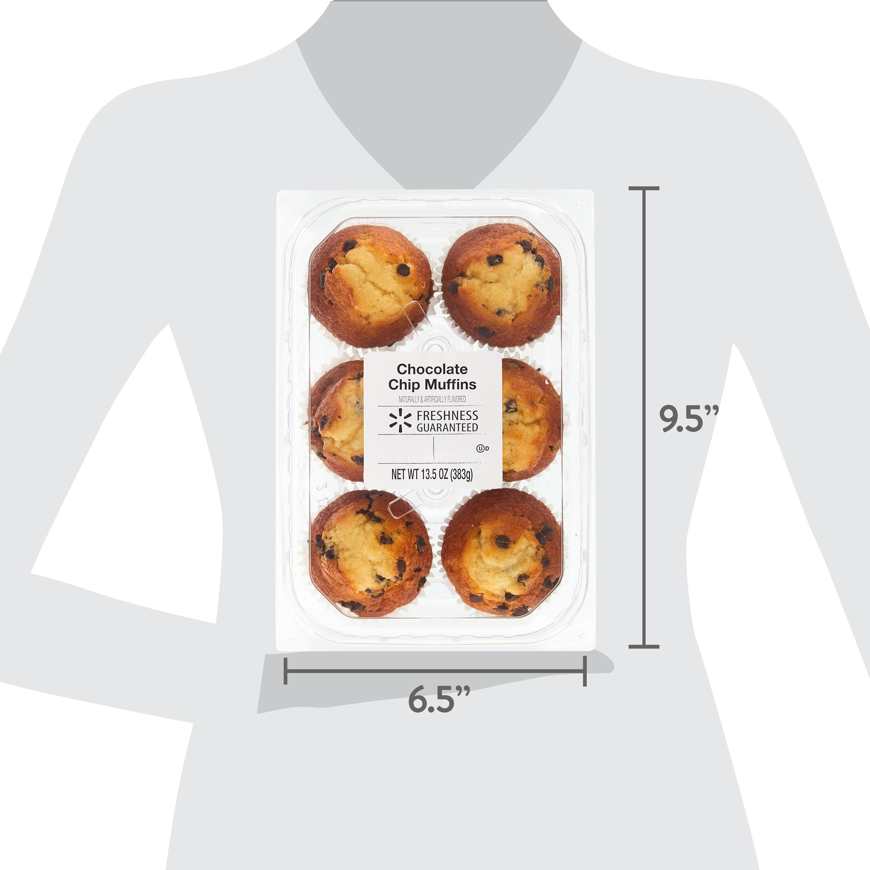Freshness Guaranteed Chocolate Chip Muffins, 13.5 oz Clamshell, 6 Count