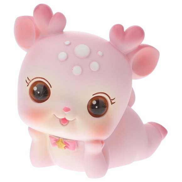 KAKOWELY Pink Deer Statue Resin Craft Desktop Decoration with Adorable Fawn Design
