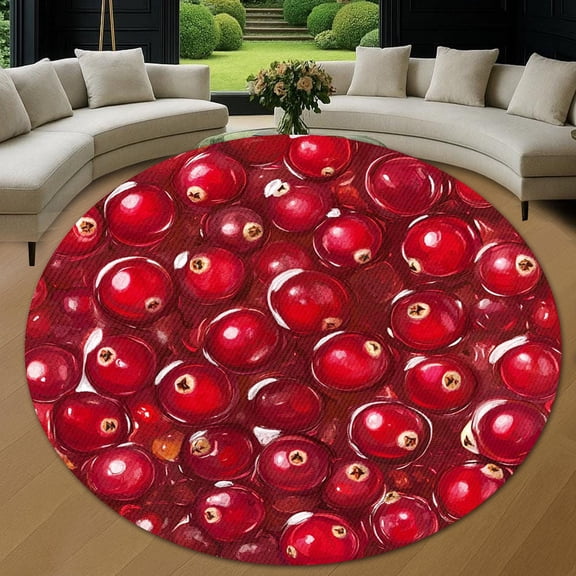 Round Area Rug, Cranberry Non-Slip Floor Mat, Soft Washable Carpet for Living Room Bedroom Decor 24 Inch