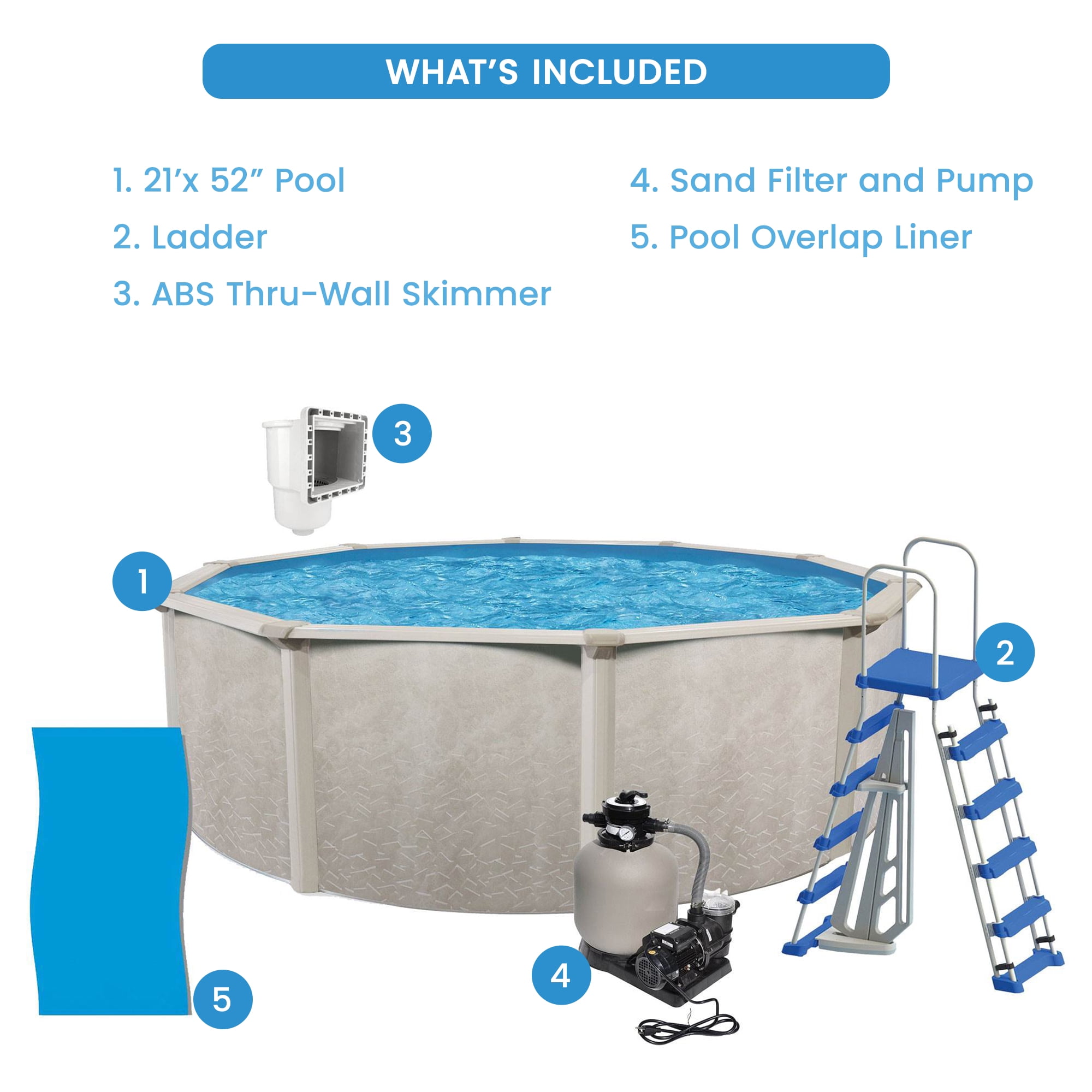 Aquarian Phoenix 21 Foot x 52 Inch Above Ground Pool Kit with Pump & Ladder