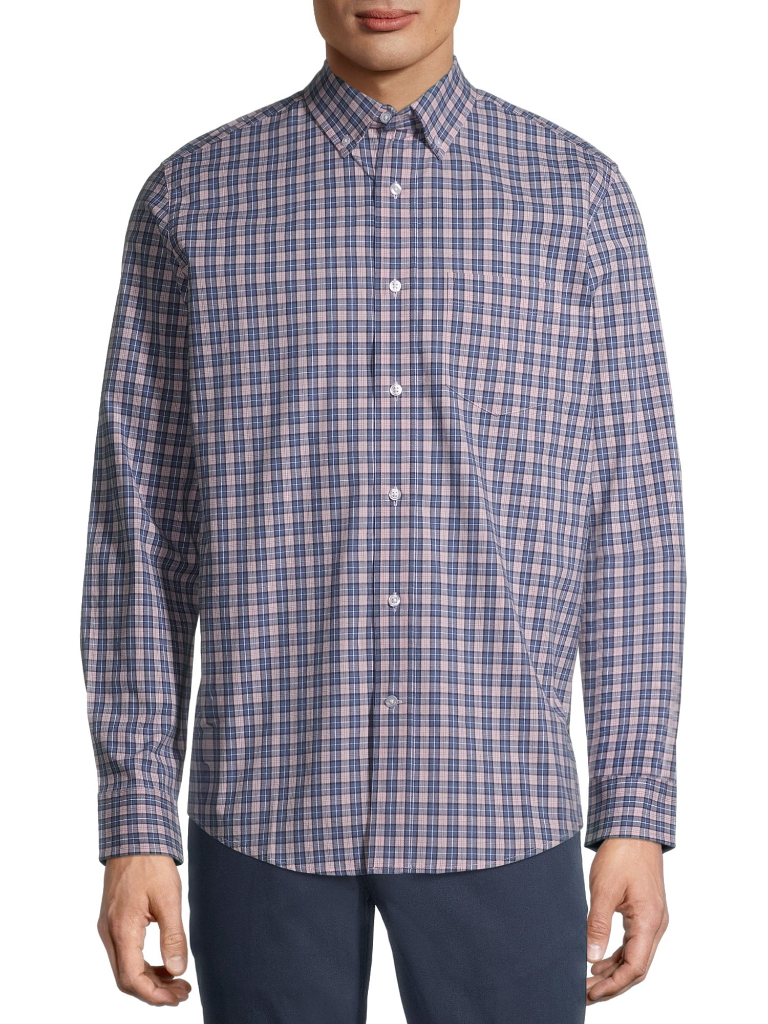 Men's and Big Men's Long Sleeve Stretch Poplin Shirt, up to 5xlt