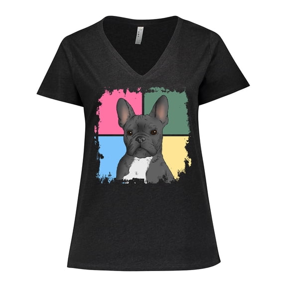 Inktastic Blue French Bull Dog Women's Plus Size V-Neck T-Shirt