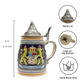 thumbnail image 4 of Oktoberfest Haus Multicolor Ceramic Bayern Coat of Arms Engraved Beer Stein with Engraved Metal Lid 0.75 L, 4 of 6
