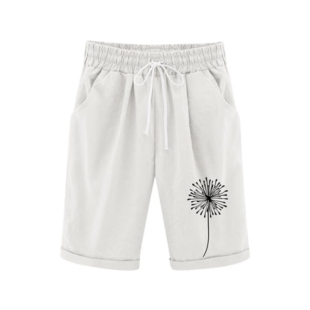 PRfgtbd Girls Bermuda Shorts Elastic Waist Knee-Length Long Shorts Summer Casual Shorts Beach Comfy Lightweight Bottoms With Pockets 9-10 Years