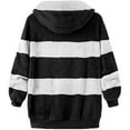 thumbnail image 5 of TQWQT Winter Fleece Coats for Women, Women Winter Fleece Coat Casual Colorblock Plush Hooded Jacket Zipper Cardigan Outerwear Black M, 5 of 6
