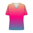 thumbnail image 4 of Shirts for Women Dressy Casual Clearance Shirts for Summer Women Fashion Gradient Neck Casual Short Sleeved Top Short Sleeved V-neck Top/Shirt, 4 of 5
