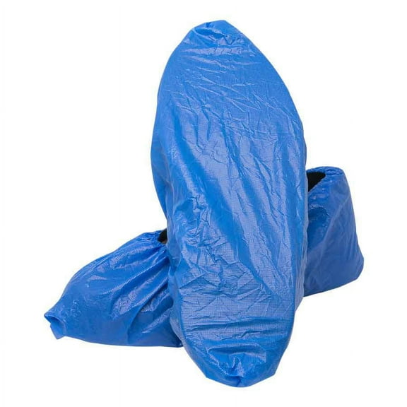 DuraWear Blue Dispoable Shoe Covers, Polyethylene, Elastic Top, Size XL(16"), 1000 Per Case