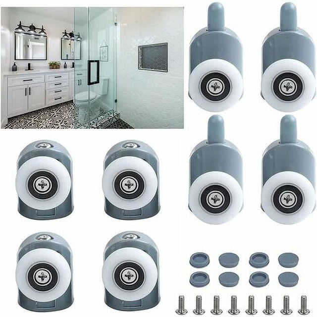 25mm Sliding Shower Door Rollers, Smooth-Cast Wheels for Bathroom Cabin 8-Pack