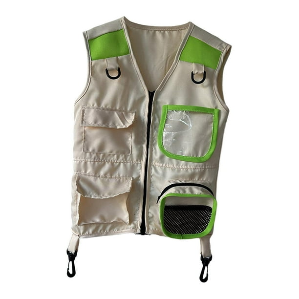 Chaleco de explorador para niños de Almencla, ideal para disfrazarse, para juegos de rol educativos, para aventuras al aire libre, para niños pequeños, para acampar, niños, niñas, color verde