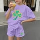 thumbnail image 3 of Vestido de manga corta Estilo Niños Día de San Patricio impreso cuello redondo blusa y pantalones Set de dos piezas Blusa de manga corta, 3 of 6
