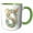 Green/White, variant on 3drose, Fancy Floral Flourish Monogram Initial S, 11oz Two-tone Black Mug