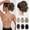 Chestnut Brown with Golden Highlights, variant on 9" Short Ponytail Extension, Classic Loose Curly Wavy Claw Clip Pony tails Hair Extensions HP001 Hairpieces for Women