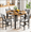 Brown+Gray, variant on MIERES Round Dining Table Set, Modern Farmhouse 4-Piece Kitchen Table with Upholstered Chairs, White & Gray