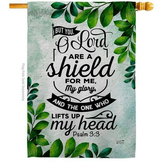 Angeleno Heritage H130388-BO 28 x 40 in. O Lord Are A Shield Religious Bible Verses Double-Sided Vertical Decoration Banner House & Garden Flag - Yard Gift