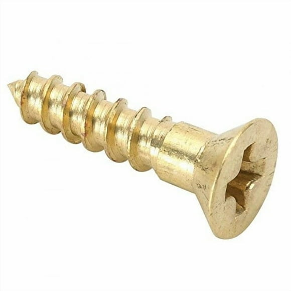 #14 x 1-1/4 Brass Wood Screws, Flat Countersunk Head, Phillips Drive - (Pack of 100) Solid Brass Plain Finish, Screw Size: #14, Length: 1-1/4 inches*