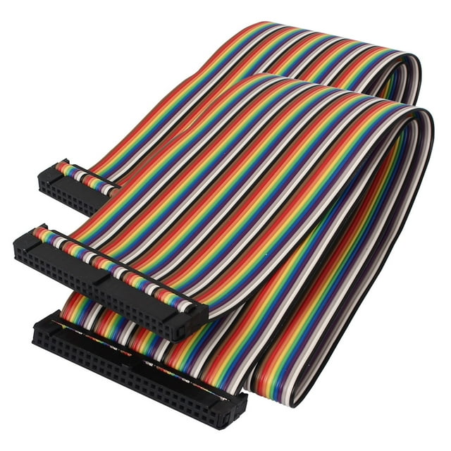 Unique Bargains 50cm 50 Pin 50 Way F/F Connector IDC Flat Rainbow Color Ribbon Cable 2pcs
