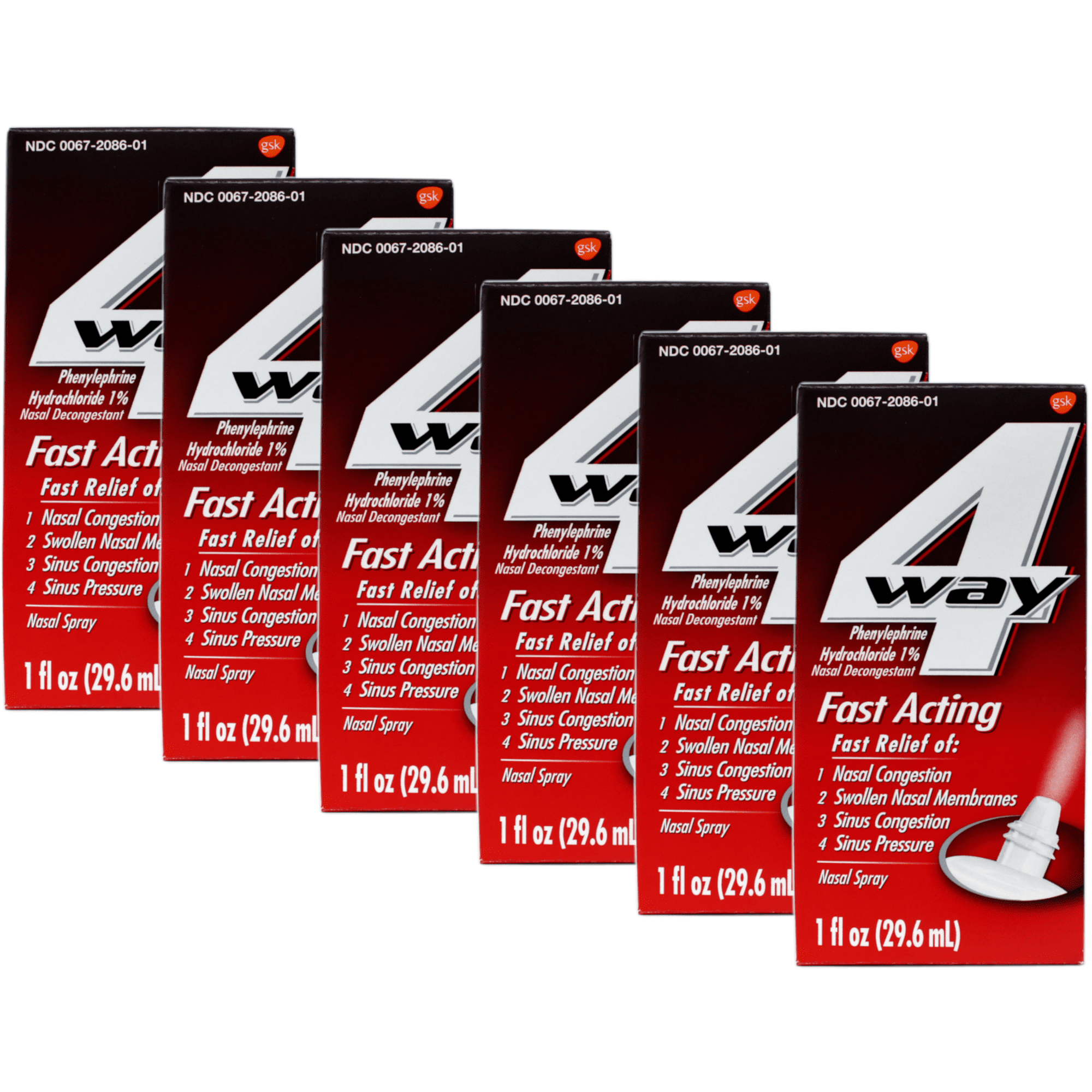 4-Way Fast Acting Nasal Spray, 1 fl.oz. Pr Bottle (6 Bottles)