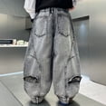 thumbnail image 7 of Boys Baggy Jeans Grey Jogger Pants ForBoys Elastic High Waisted Straight with Pocket Classic Fit Casual Kid Clothes 8-10 Years, 7 of 7