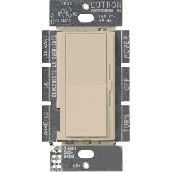 Lutron Diva Electronic Low Voltage Dimmer | 300-Watt Single-Pole or 3-Way | DVSCELV-303P-TP Taupe