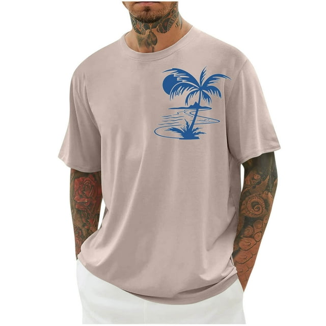Birdeem Chemises pour Hommes Imprimé Col Rond Mode Décontractée Manches Courtes Blouses